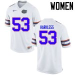 Women's Florida Gators #53 Kavaris Harkless NCAA Nike White Authentic Stitched College Football Jersey SMT2362EE